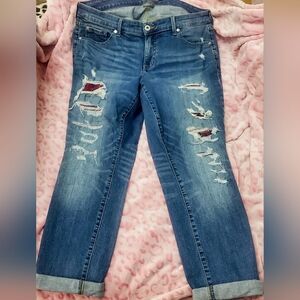 Torrid Distressed Boyfriend Straight Blue Jeans